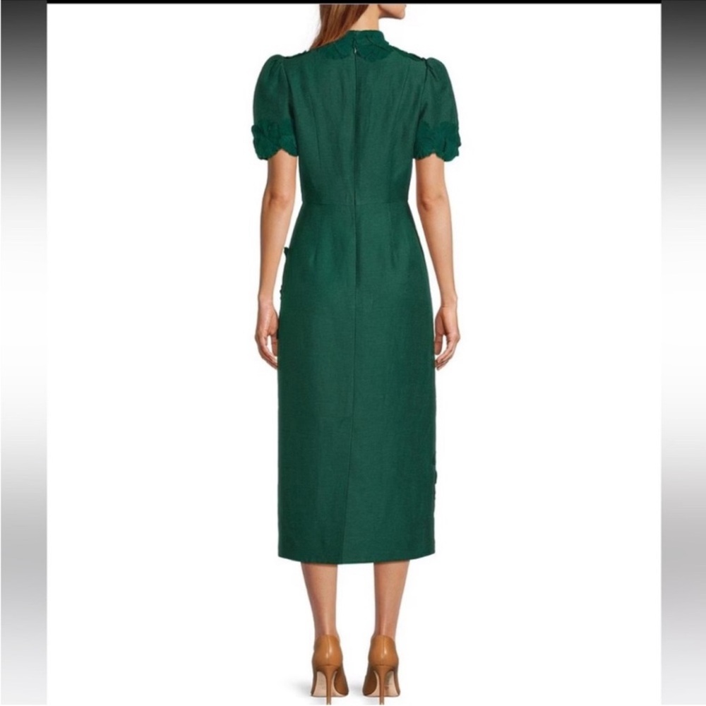 ANTONIO MELANI Emerald Green Midi Dress with Puff Sleeves - Picture 2 of 10